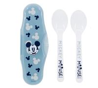 Stor Set due cucchiai Bambini Mickey Mouse in plastica, senza BPA, lavabili e riutilizzabili, con scatola
