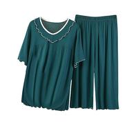 Set Due Pezzi Pigiama da Casa Donna Casual Completo Casual Pantalone e Top Signora Anziana Stampa Estivo a Maniche Corte da Donna e Set a Due Pezzi in Cotone e per Offerta Comodi e Larghi