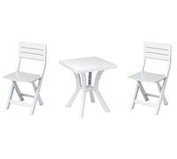 SET DUETTO RESINA TAVOLO + 2 SEDIE BIANCO ARREDO ESTERNO
