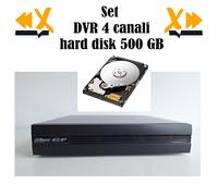 SET DVR DAHUA 4 CANALI E HARD DISK 500GB VIDEO REGISTRATORE HDCVI AHD TVI CVB...