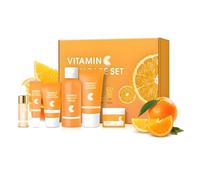 Set e kit per la cura della pelle, set regalo per la cura della pelle con vitamina C per ragazze adolescenti con detergente, tonico, siero, crema solare, crema viso e contorno occhi (6 pezzi)