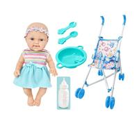Set e passeggino con pieghevole compatto, seggiolone incluso | Accessori pasti per giocattolo da spingere di ruolo fantasioso per ragazze e ragazzi, per interni ed esterni