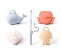 Set educativo di avventura subacquea 5 animali marini in silicone con canna da pesca per il gioco di pesca del bambino