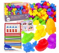 Set educativo Montessori per l'apprendimento dei numeri e classificazione dei colori dei veicoli 83 pezzi