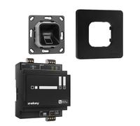 EKEY 203702 Set di lettore d’impronta digitale xLine nero con cornice in plastica nera, unità di controllo, per il montaggio a incasso, 0,4 W, 12-24 V, Lettore d’impronta digitale nero
