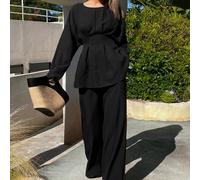 Set elegante da donna in 2 pezzi, con stile casual business con design a volant, adatto per l'ufficio e gli spostamenti in estate, autunno e primavera, completo da relax per le donne L,M,S,XLColore un