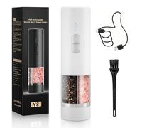 Set elettrico 2 in 1 per sale e pepe, macinapepe automatico, illuminazione a LED, macinino regolabile, grande capacità ideale per cucina e barbecue (bianco)