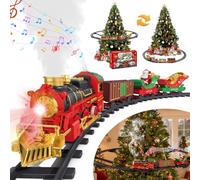 Set elettrico per albero di Natale, treno natalizio con musica e spray, train Around Christmas Tree, ferrovia elettrica per bambini con binari, treno per albero di Natale, treno di Natale sospeso per