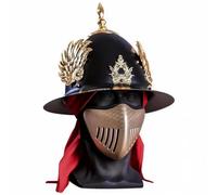 Set Elmetto e Maschera Steampunk Vintage, Elmetto da Cosplay Rinascimentale | Maschera Facciale Ventilata e Nastro Rosso, Accessorio Costume Halloween per Uomo e Donna, Teatro, Festa, Collezione