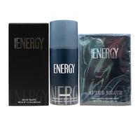 SET ENERGY Pour Homme, Fragranza Maschile Con Un Mix Di Note Floreali e Legnose: Eau De Toilette 100ml + Deodorante Spray 150ml + After Shave 100ml