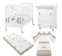 Set Erbesi Tato Bianco Tortora ( Lettino + Bagnetto + Piumone + Materasso )