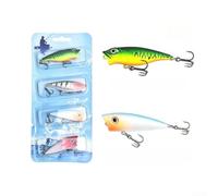 Set Esche Artificiali 4 Popper Minnow Bass Set Esche Artificiali(A) | 4 esche diverse, per azione per surface e diving, ideale per bass e trota, ganci affilati, occhi 3D realistici