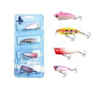 Set Esche Artificiali 4 Popper Minnow Bass Set Esche Artificiali(D) | 4 esche diverse, per azione per surface e diving, ideale per bass e trota, ganci affilati, occhi 3D realistici