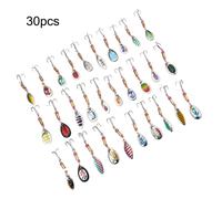 Set esche spinner da pesca in metallo con 30 esche e scatola per vari tipi di pe