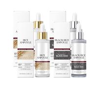 Set esfoliante di riso bianco e nero, morbido esfoliante, rimozione di cellule morte per viso e corpo, minimizzatore idratante e pori per tutti i tipi di pelle (4 pezzi, M)