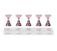 Set espositore per punte per unghie 5 pezzi, base ferrosa con interfaccia adesiva, componenti in plastica e acrilico, per la pratica tecnica (Rose Pink)