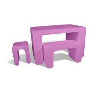 Set Espositore, tavolo, e panca 3 pezzi in polietilene BIG Mod. ZIP interno esterno resistente agli agenti atmosferici colore glicine glicine