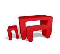 Set Espositore, tavolo, e panca 3 pezzi in polietilene BIG Mod. ZIP interno esterno resistente agli agenti atmosferici colore Fragola fragola