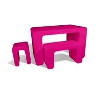 Set Espositore, tavolo, e panca 3 pezzi in polietilene BIG Mod. ZIP interno esterno resistente agli agenti atmosferici colore Viola viola