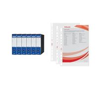 Set Esselte OXFORD G85 6x Registratore con Custodia, f.to Protocollo (23x33cm), Dorso 8 cm, Blu, 6 pezzi, 390785050 + 100 Buste A4 trasparenti antiriflesso perforate, 395613000
