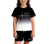 Set Estate Due Pezzi Gradiente Lettere per Bambini Ragazzi Ragazze 2026 Trend (Black1, 13-14 Years)