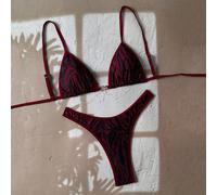 Set estivo da 2 pezzi per vacanze di primavera, top con stampa animale casuale e decorazioni dorate, bikini con parte inferiore a taglio alto, costume da bagno sexy L,M,S,XSColore unicoTessuto