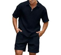 Set estivo da uomo 2 pezzi 2026 camicia con zip a quarto e pantaloncini casual da spiaggia