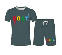 Set estivo da uomo stampato con lettere - Set di pantaloncini a maniche corte e dritto, in vita elastica, vestibilità ampia, abbigliamento casual confortevole, chic streetwear all'aperto, sport da