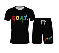 Set estivo da uomo stampato con lettere - Set di pantaloncini a maniche corte e dritto, in vita elastica, vestibilità ampia, abbigliamento casual confortevole, chic streetwear all'aperto, sport da