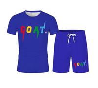 Set estivo da uomo stampato con lettere - Set di pantaloncini a maniche corte e dritto, in vita elastica, vestibilità ampia, abbigliamento casual confortevole, chic streetwear all'aperto, sport da
