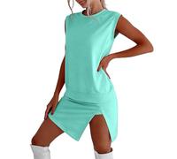 Set estivo due pezzi coordinato per donna: T-shirt a maniche corte e pantaloncini casual, tessuto morbido e traspirante, ideale per spiaggia, relax e vita quotidiana, taglie dalla M alla XXL (Mint