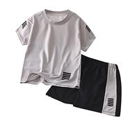 Set Estivo Ragazzi,Abbigliamento per Bambini Estivi Unisex+Pantaloncini Bimbo Completini e Coordinati Gentiluomo Spiaggia con Bretelle Festa Casual Taglie da 6 a 14 Anni