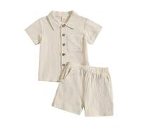 Set Estivo Ragazzi Completo Bambino Neonato Pagliaccetto Maniche Corte con Bottoni Bimbo Completini e Coordinati Gentiluomo T-Shirt Ricamate per Festa Casual Conforto garantito Tutto Il Giorno