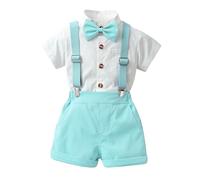 Set Estivo Ragazzi Coordinato Tuta Neonata di Magliette Bimbo Completini e Coordinati Gentiluomo Top Cotone Elasticizzato Stampa Righe Estive per Neonato 1-4 Anni