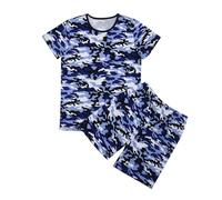 Set Estivo Ragazzi Neonato Maschio Camicia Manica Corta Dinosauro Stampa 2pcs Vestiti Bimbo Completini e Coordinati Gentiluomo Quadri Short Elastici Vita Alta Ideale Come Regalo