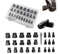 Set estrattori per viti, kit estrattore Easy Out per bulloni in acciaio al carbonio da 26 pezzi/set, presa per rubinetto multi-spline a testa esagonale, vite spelata per la rimozione di viti con