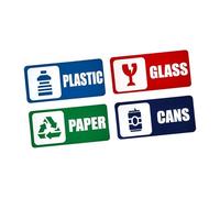 Set etichette per riciclaggio in PVC da 8 Adesivo adesivo resistente agli agenti atmosferici per la raccolta differenziata dei rifiuti Applicazione per interni esterni Adesivo per dei