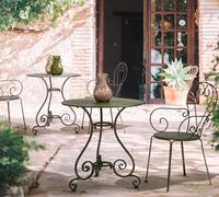 Set Etienne Tavolo Ø 70 cm + 2 Poltrone Colore Verde Foresta