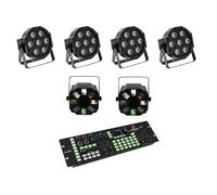 Set EUROLITE: 4 Proiettori LED SLS-7 HCL, 2 Effetti FE-700, Controller DMX Color