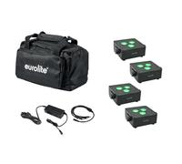 EUROLITE Set 4 x akku ip flat light 3 bk + caricatore + sacchetto morbido