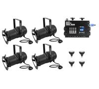 Set Eurolite 4x PAR-30 Nero Dim2Warm + EDX-4 DMX RDM Dimmer LED per Illuminazion