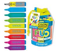 Set Evidenziatori Fluo MITAMA - Kit 10 Evidenzitori Colorati - Punta Scalpello 5mm - Pennarelli, Evidenziatori Scuola - Bambini, Ragazzi