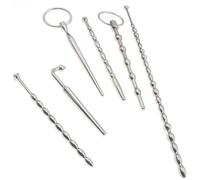 Set Extra Lungo di Sonde Uretrali a Perle per Uomo - 6PCS Dilatatori in Acciaio Inox, Catetere Metallico Liscio per Stimolazione Maschile e Gioco di Masturbazione