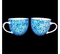 Set Fab Fit Fun Lilly Pulitzer Due Tazze Di Caffè Blu Lion Cappuccino LIL-HO-001