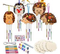 Set fai da te per bambini, 5 pezzi, riccio per bambini, set fai da te in legno, scacciapensieri fai da te per autunno, fai da te, decorazioni per il giorno del Ringraziamento