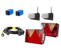 Set Fanali Posteriori Aspöck Multipoint IV 6 Funzioni e Ingombro Flexipoint I con Cablaggio Elettrico Mantes 5,2 Metri 7 PIN Connettori Rapidi 12V 24V per Rimorchio Camion Carrello Bisarca