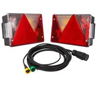 Set Fanali Posteriori Aspöck Multipoint IV Sinistro e Destro 6 Funzioni 12V IP64 con Cablaggio Elettrico Mantes 5 Metri Spina 7 PIN per Rimorchio Carrello Auto Bisarca