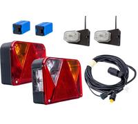 Set Fanali Posteriori Dobplast DPT35 6 Funzioni e Luci Ingombro Laterali Flexipoint I con Cablaggio Elettrico Mantes 4,5 Metri 7 PIN Connettori Rapidi 12V 24V per Rimorchio Carrello Auto