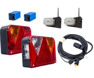 Set Fanali Posteriori Dobplast DPT35 6 Funzioni e Luci Ingombro Laterali Flexipoint I con Cablaggio Elettrico Mantes 4,5 Metri 7 PIN Connettori Rapidi 12V 24V per Rimorchio Carrello Auto