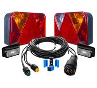 Set Fanali Posteriori Dobplast DPT35 6 Funzioni e Luci Ingombro LED Dobplast DPT15 Cablaggio Elettrico Mantes 5,5 Metri 13 Pin Connettori Rapidi 12V 24V per Rimorchio Carrello Auto